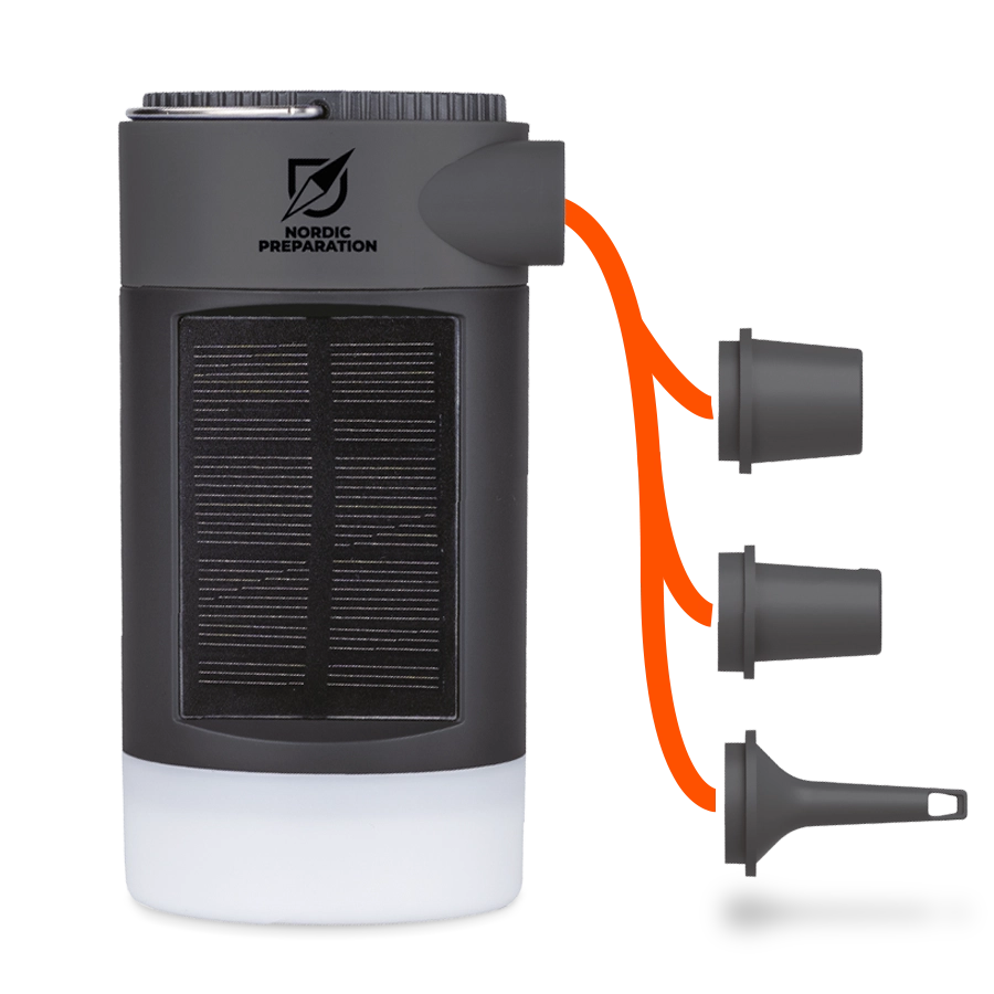 Elektrisk luftpump med powerbank och lampa (överskottsvara, klass 1)