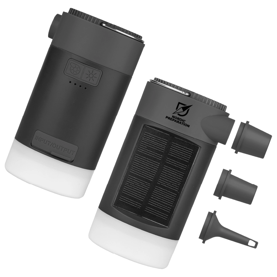 Elektrisk luftpump med powerbank och lampa (överskottsvara, klass 1)