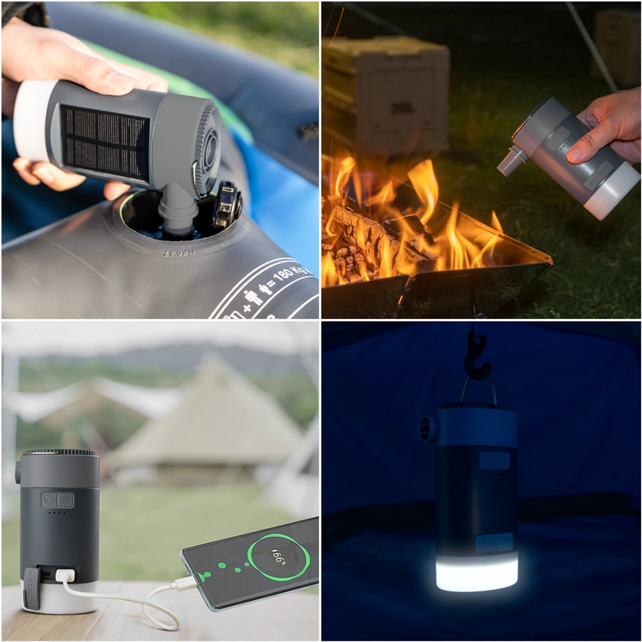 Elektrisk luftpump med powerbank och lampa (överskottsvara, klass 1)