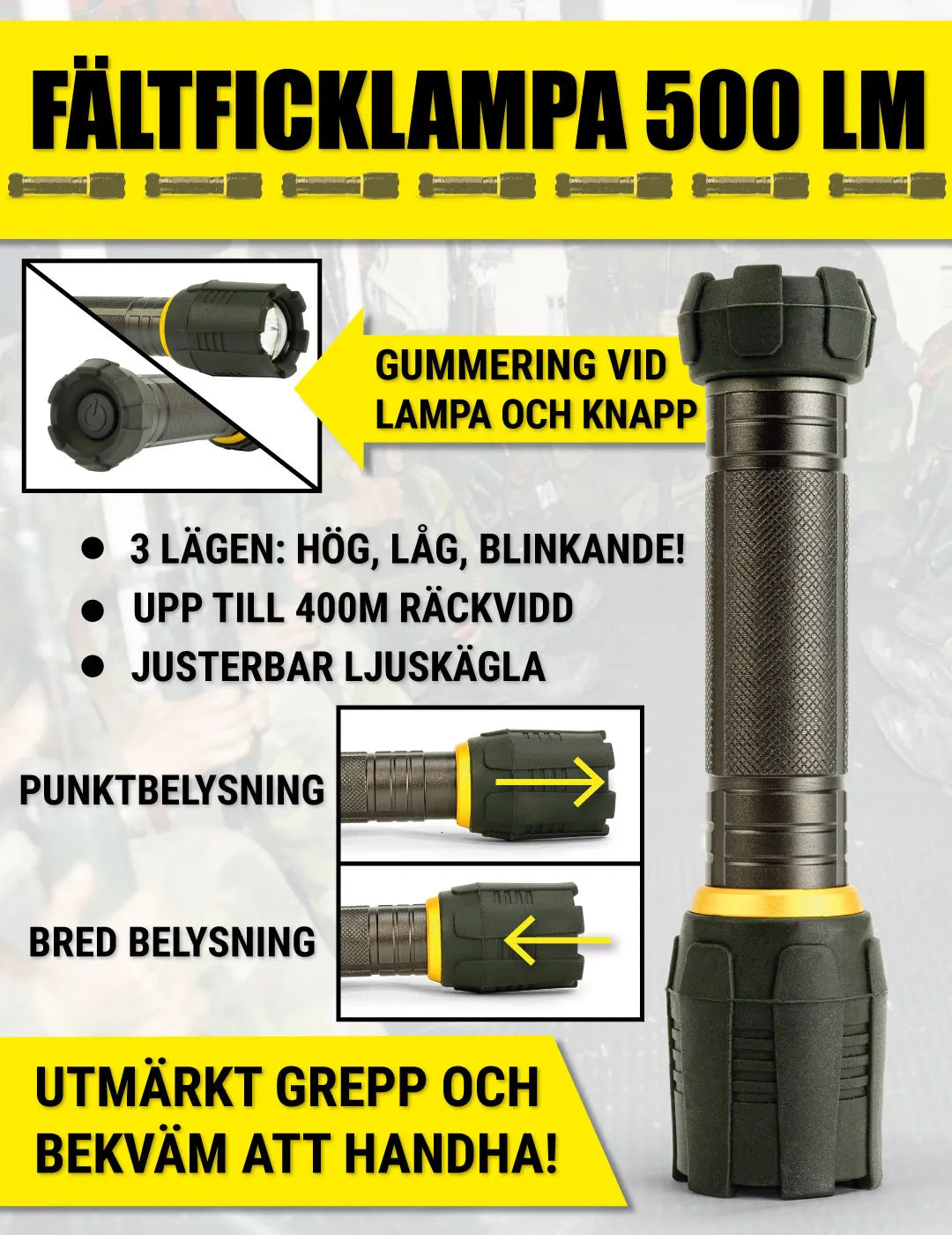 Fältficklampa 500 lm