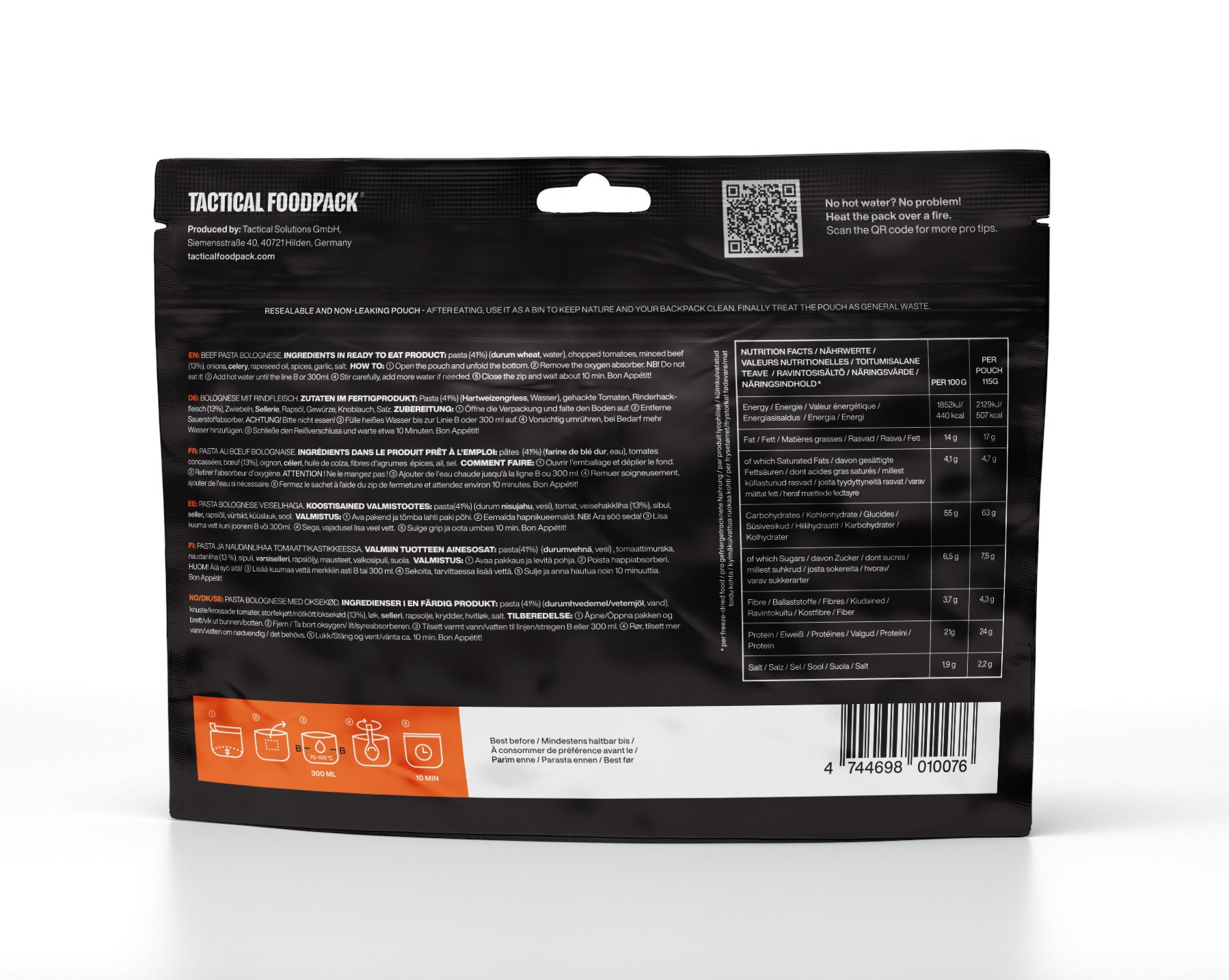 Tactical Foodpack Beef Pasta Bolognese