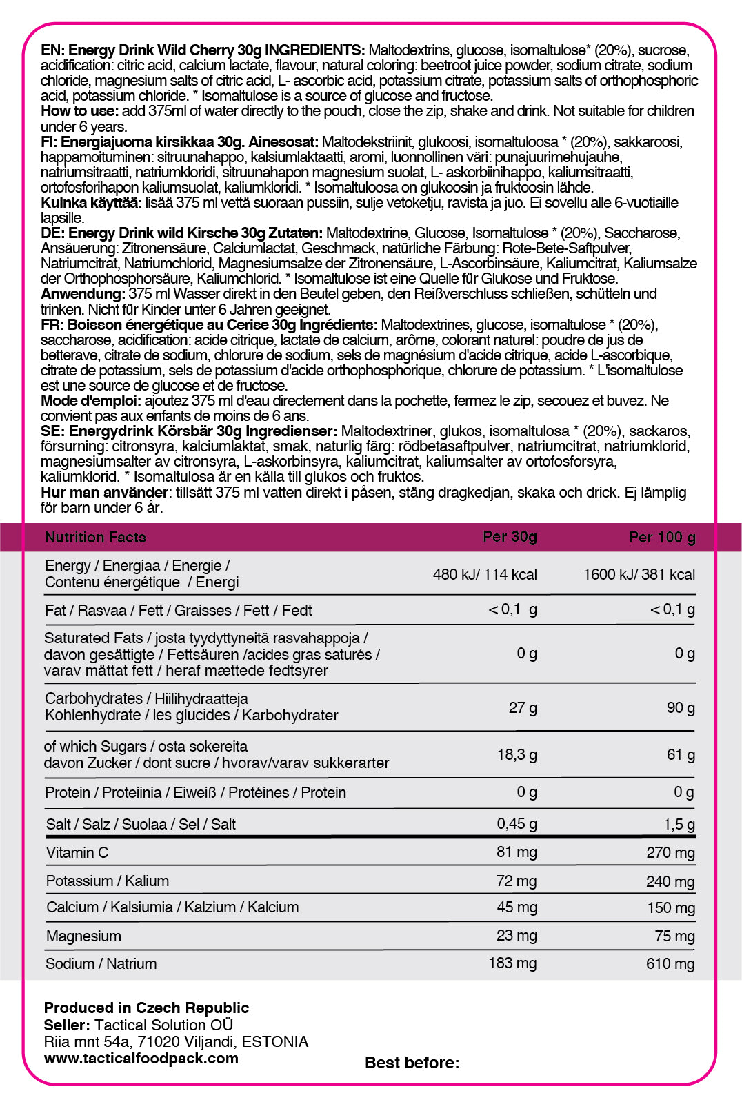 Energy Drink Wild Cherry 30g