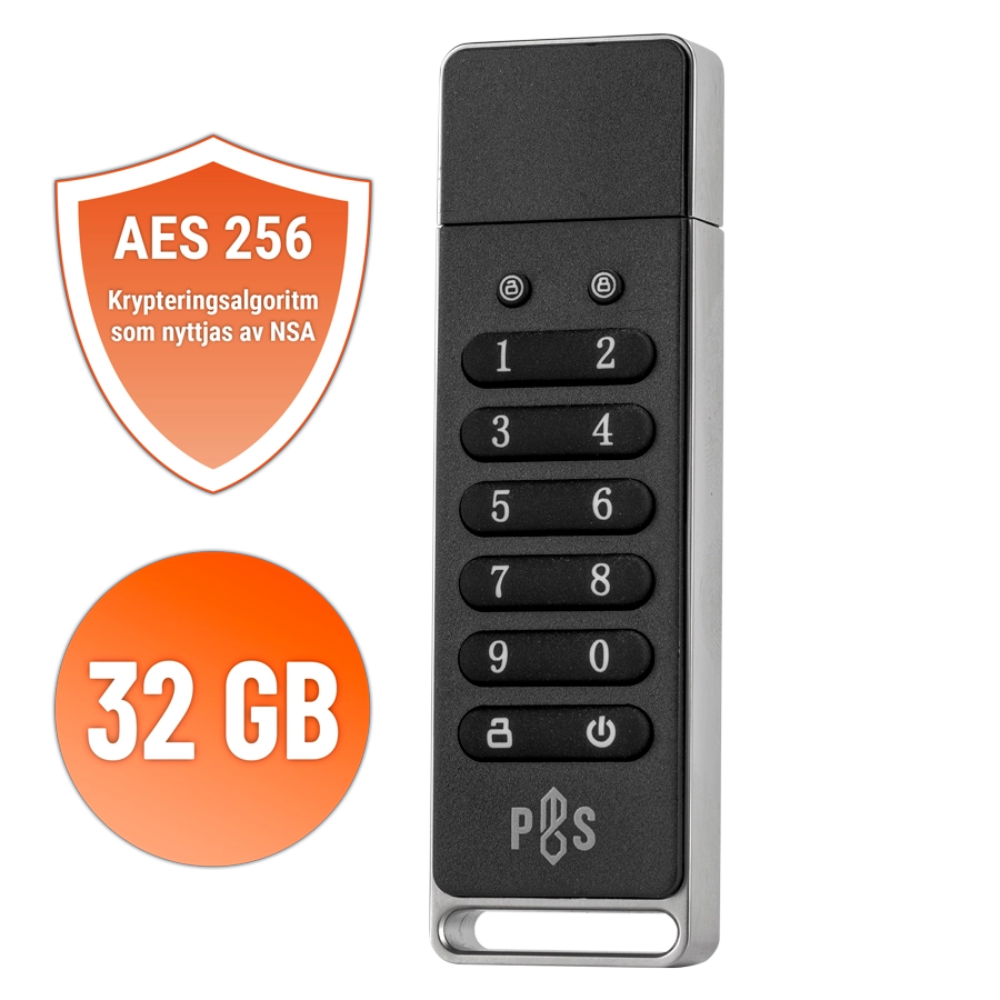 USB-minne SÄKRAD 32 GB (överskottsvara, klass 1)