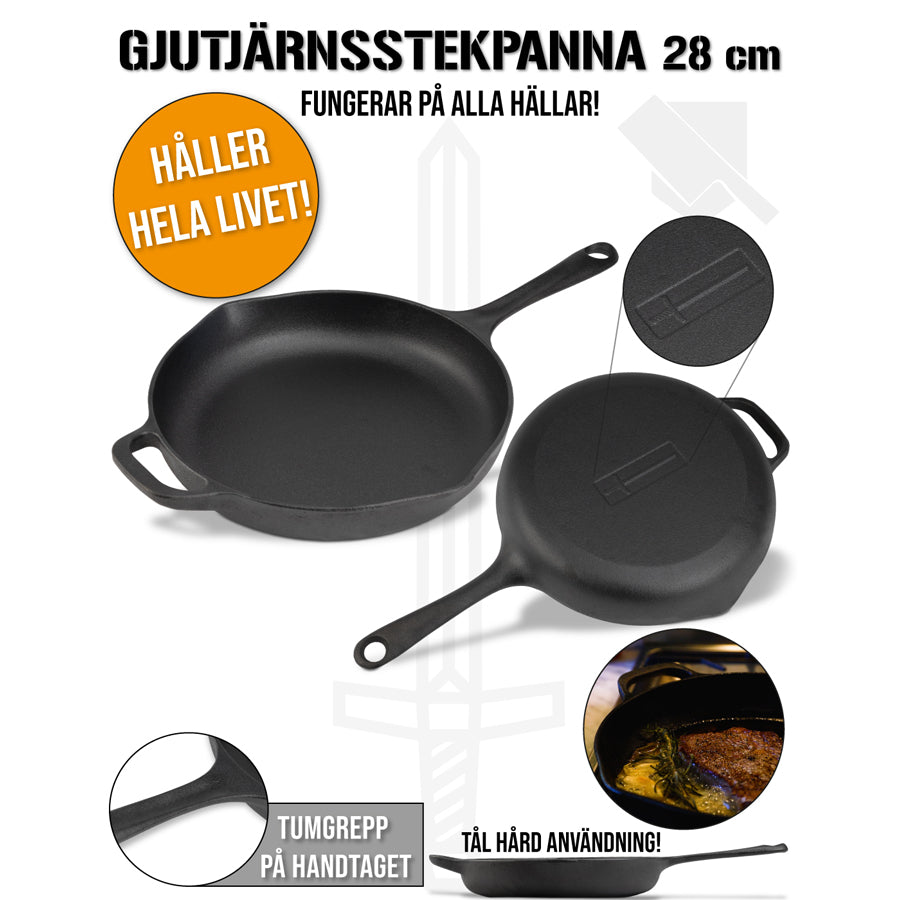 Gjutjärnsstekpanna 28 cm (överskottsvara, klass 1)