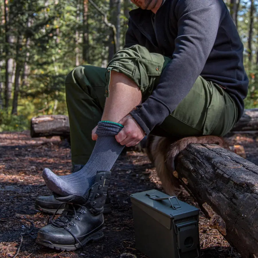 Knästrumpa stålgrå - försvarets original i merinoull