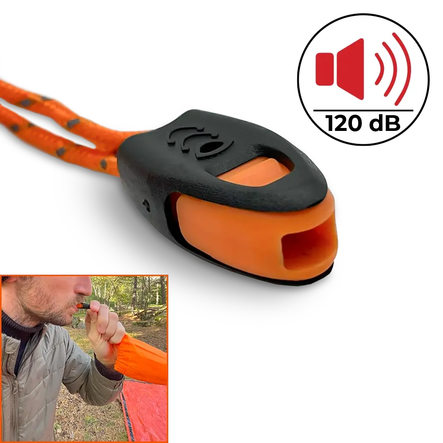 Nödsovsäck med nödvisselpipa