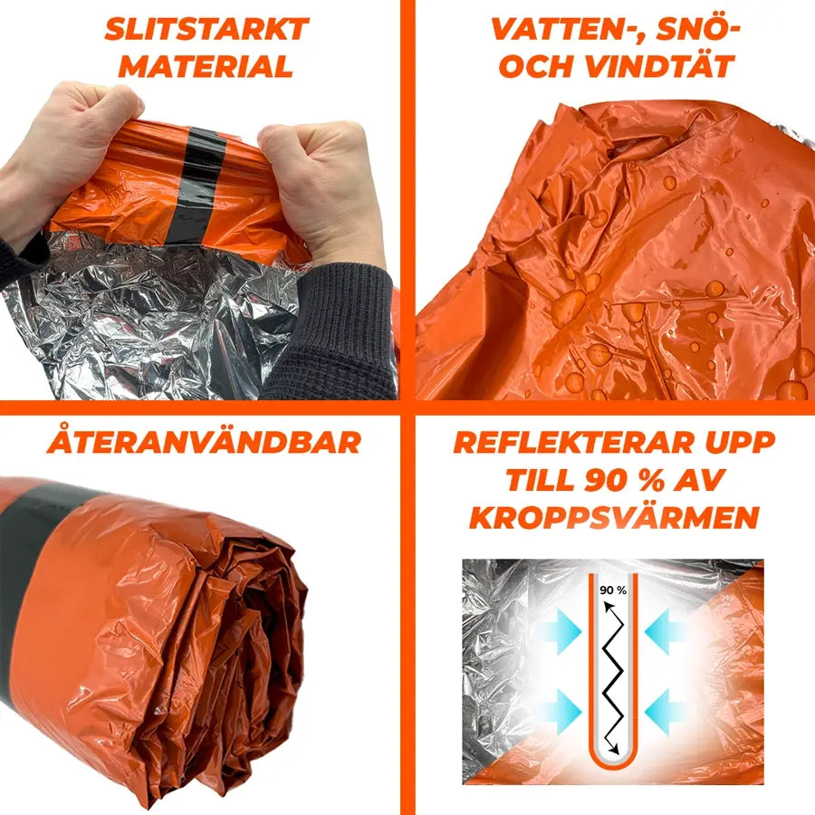 Nödsovsäck med nödvisselpipa