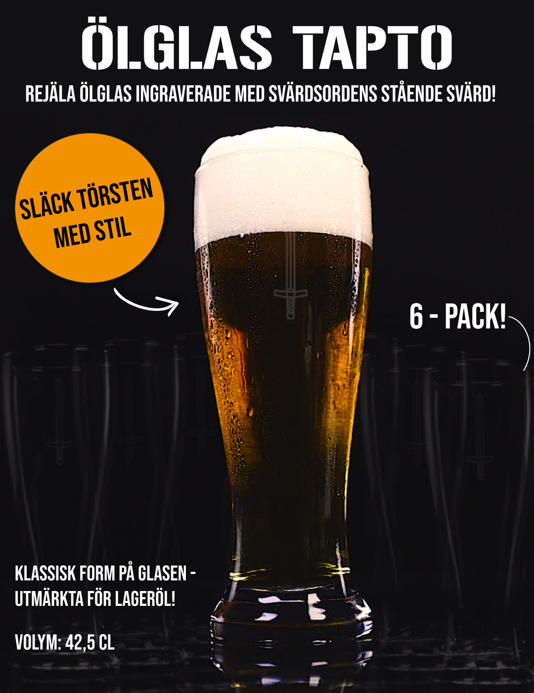 Ölglas Tapto, 42,5 cl, 6 st