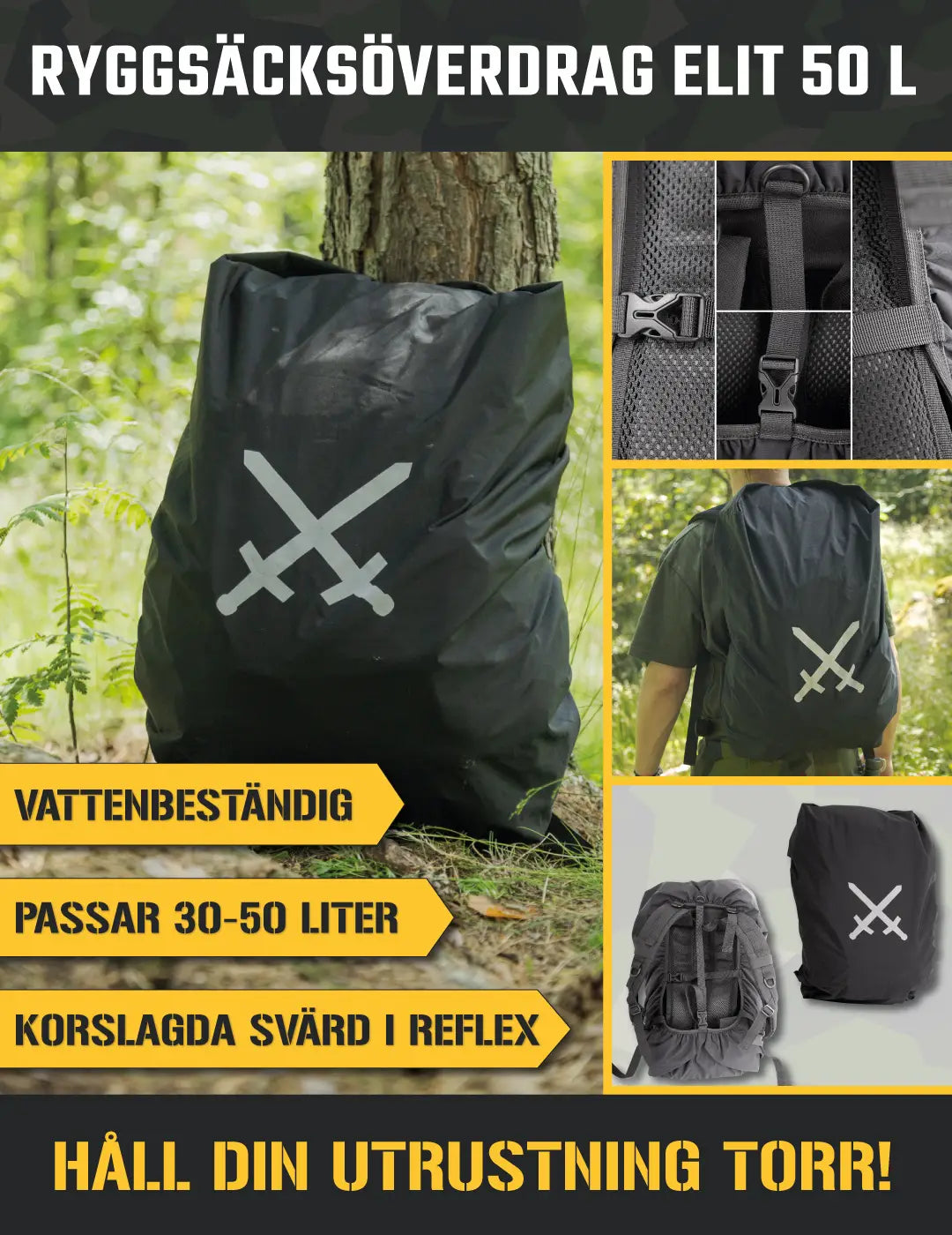 Ryggsäcksöverdrag elit 50L