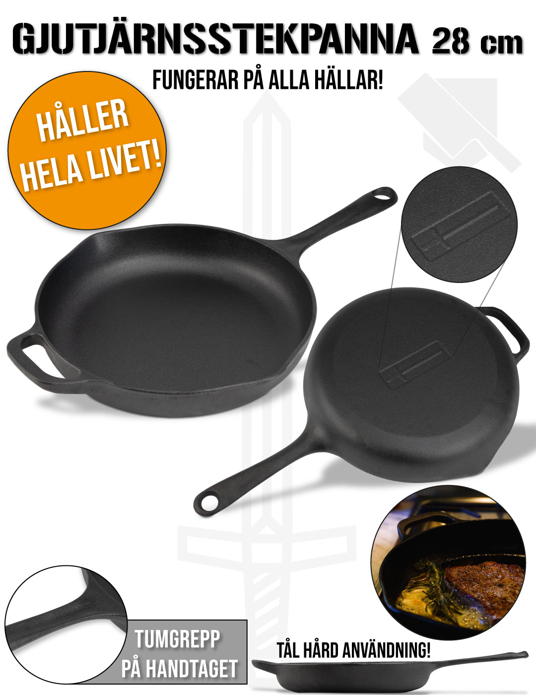 Cast iron frying pan 28 cm