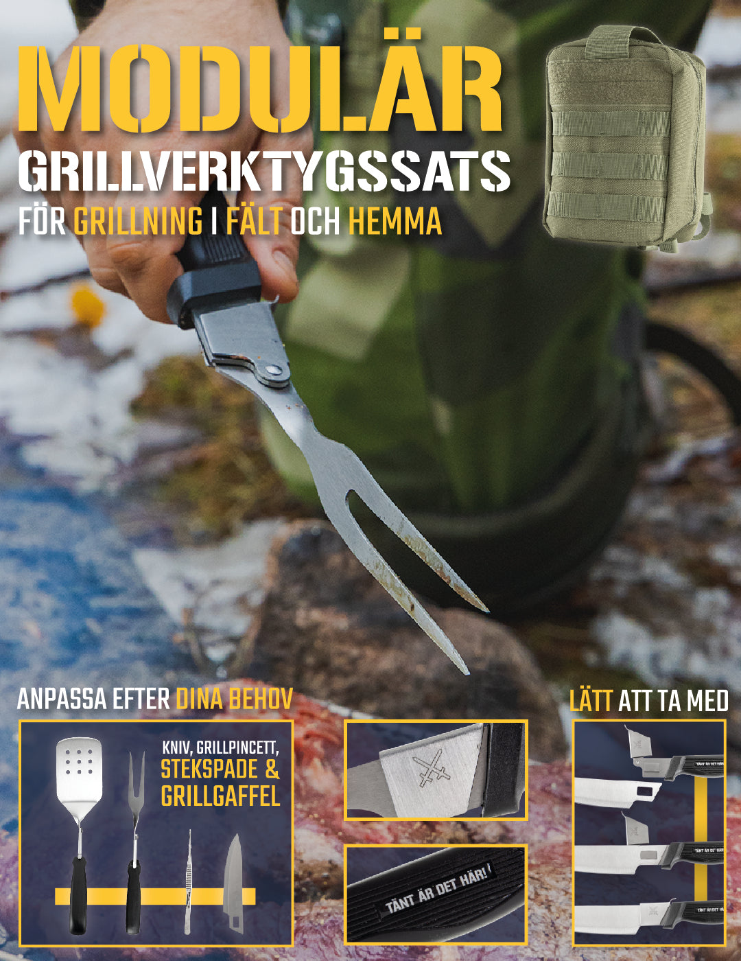 Modulär grillverktygssats