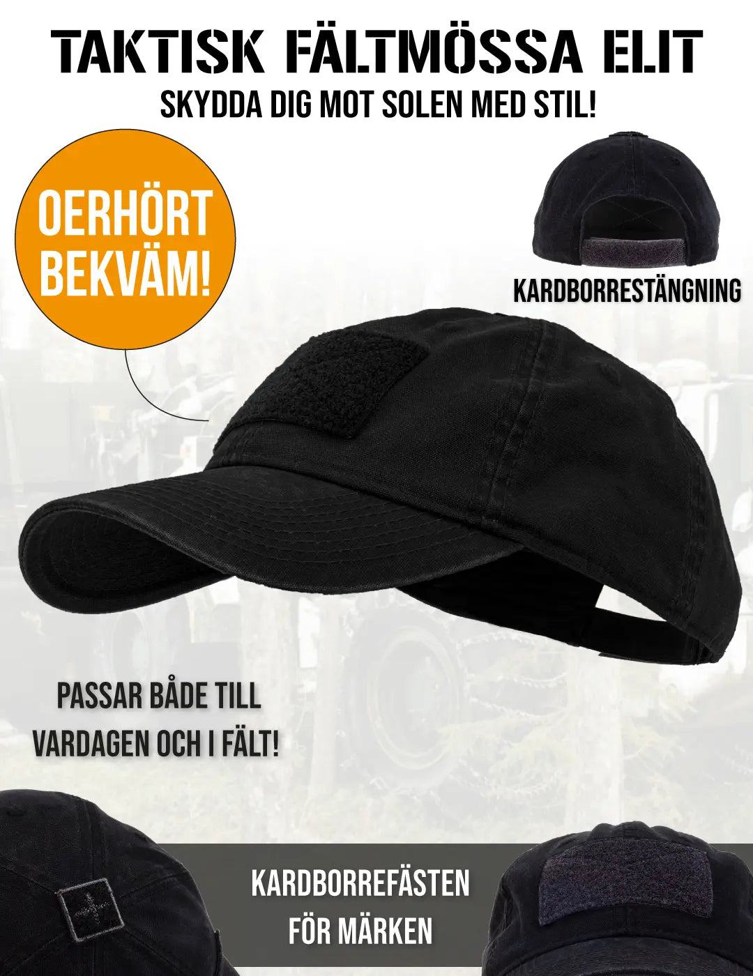 Taktisk fältmössa (svart)