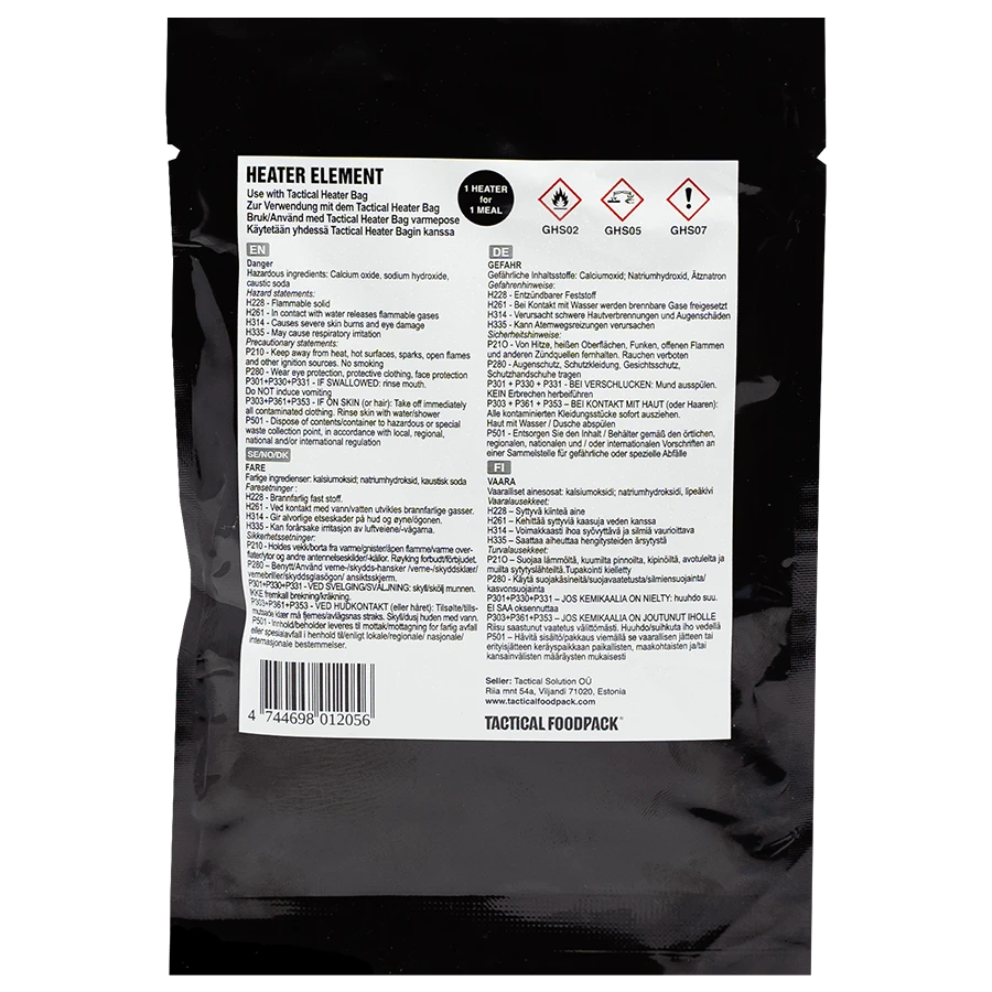 Tactical Foodpack värmeelement – engångsvärmare för att värma mat utan eld